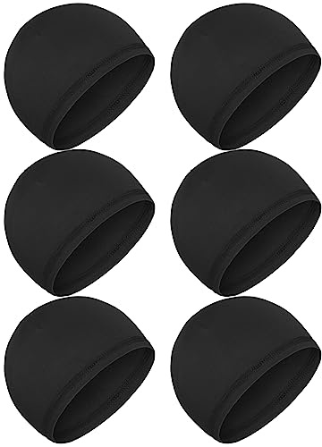 Boao 6 Pieces Cooling Skull Caps Helmet Hard Hat Liner Sweat Wicking Running Beanie Cycling for Men Women(Large,Black)