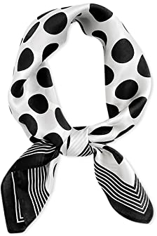 LumiSyne Retro Seidenschal Damen Klassische Polka Dots Hochwertige Satin Seide Gepunktet Quadratischer Schal Bandana Kopfschmuck Haarband Senior Zubehör