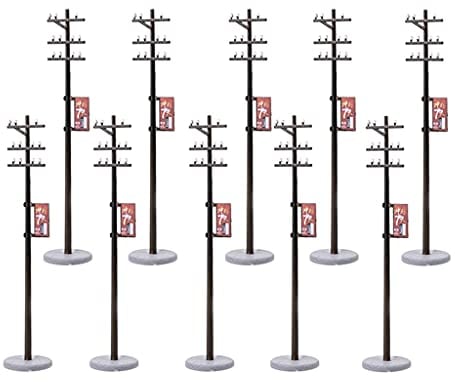perfeclan 10pcs Mini Brückenmast Mittelmast Oberleitung für Modellbau Modelleisenbahn Modellbahn Lichtmasten 1:42, 16,3 cm