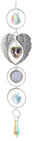 Rockshore Accessories Personalized Pet Memorial Suncatcher – Custom Photo & Quote – Rainbow Bridge Remembrance Gift for Loss of Dog, Cat, or Pet – Grave Marker Stone, Window Hanging Decor