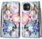 Nadoli Handyhülle Leder für iPhone 12 Mini 5.4,Bunt Bemalt Rosa Strauß Trageschlaufe Kartenfach Magnet Ständer Schutzhülle Brieftasche Ledertasche Tasche Etui