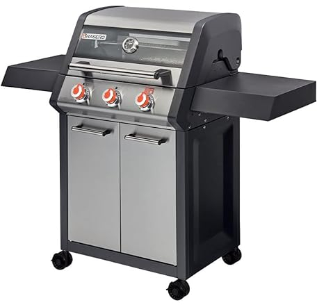 BRASERO - Barbecue Monroe Pro 3 Feux - 3 brûleurs Dont 1 Tubo Zone - 2 tablettes - Couvercle avec fenêtre - Simple Clean - Switch Grid - Heat Range - Jusqu'à 10/12 convives - 11,2 KW