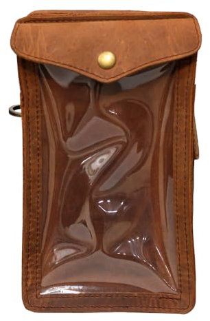 THE BIKERZ Magnetische Motorrad-Tanktasche aus Leder mit Schultergürtel, passend für Handys unter 15,2 cm (6 Zoll) Touchscreen, Braun, Large