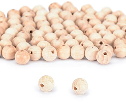 Vaessen Creative Unbehandelte Holzperlen, ø 15 mm, 100 Stück, Runde Perlen zum Basteln von DIY handgefertigte Dekorationen Schmuck Handwerk, Holz