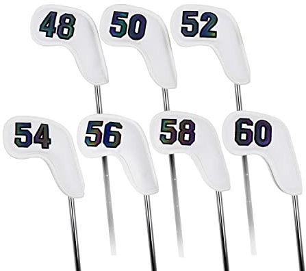 Scott Edward Prof 7 Pcs Leather Wedge Golf Head Covers Protective Iron Club, Waterproof & Scratch Resistant, 48 50 52 54 56 58 60 Degree