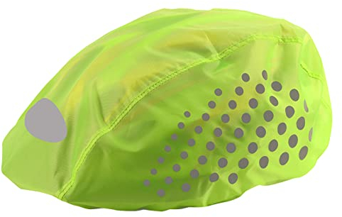 Fahrrad Helmüberzug Wasserdicht, Reflektierend Fahrradhelm Regenschutz mit Verstellbare Schnalle, Regenhaube Helm Abdeckung Staubdicht Helm Regenhülle für Kinder Herren Damen, High Visibility (Grün)