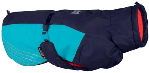 Non-stop dogwear Glacier Jacket 2.0, warme Hundejacke für Winter und kaltes Wetter mit Leinenöffnung und Beinschlaufen, Blau, Größe 45 für kleine Hunde