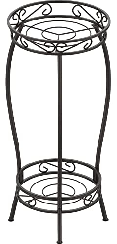 Mutool 2 Tier Metal Plant Stands for Flower Pot, Tall Plant stand for Outdor Indoor Plant, Plant Pot Holder Plant Table for Garden Patio, 69x32cm, Bronze