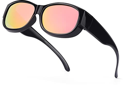 SIPHEW Fit Over Sunglasses Polarised Over Glasses Sunglasses Womens UV400 Protection (L-Space black/Rose gold)