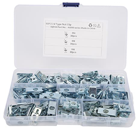 Rankomu 90 STÜCKE Auto Auto U Clip, U Mutter Kit Clip Mutter Set, U-förmige Mutter M4 M5 M6 für Armaturenbrett Lnnenverkleidung, Automobil Motorrad für Auto Kfz
