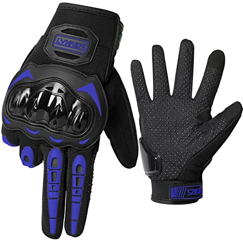 LVNRIDS Motorrad Handschuhe Touchscreen Vollfinger Handschuhe Atmungsaktiv Fahrradhandschuhe Reithandschuhe für Radfahren Airsoft Motorrad Blau L