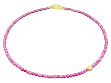 Rubin Halskette mit Goldenen Herz, Juli Geburtssteinkette Rot, Echter Edelsteinschmuck, Heilstein Wirkung, Weihnachts Schmuck Geschenk