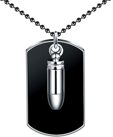 Feilok Halskette Herren mit Dog Tag Erkennungsmarke Patrone Bullet Anhänger Militär Stil Herren Kette aus Edelstahl für Männer Jungen