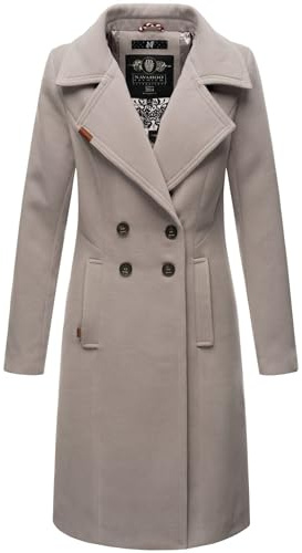 Navahoo Damen Mantel Trenchcoat Winterjacke Wintermantel B661 [B661-Wool-Zink-Grau-Gr.L]