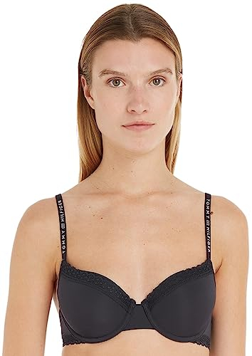 Tommy Hilfiger Damen Demi-Cups BH mit Spitzen-Details, Schwarz (Black), 80D