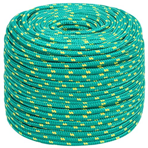 vidaXL Corde de Bateau Corde de Levage Câble d'Amarrage Ancrage Navire Lignes de Gréement Corde à Linge Vert 8 mm 50 m Polypropylène