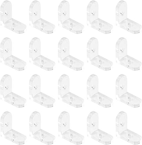 INCREWAY L-Halterungen, transparent, 20 Stück, Acryl, Eckwinkel, 90 Grad, Halterung für Regal, Eckstrebe, rechtwinklige Halterung