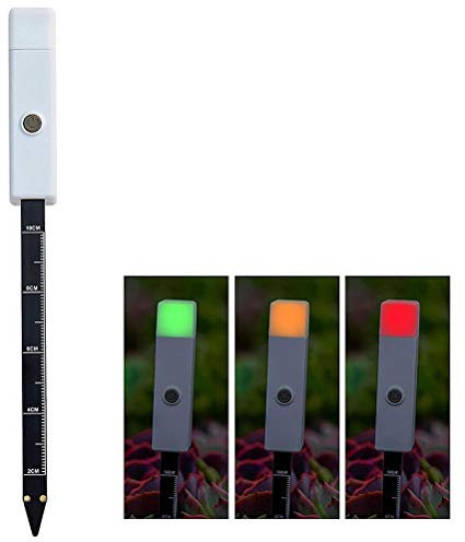 Atyhao Soil Moisture Meter, Wireless Soil Tester with Indicator Light for Garden Tropical Desert Plants Aloes Succulents Cactus Leaf Orchid White for Indoor Outdoor Flowers