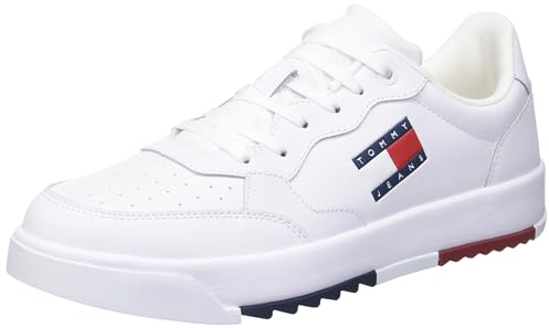 Tommy Jeans Uomo Sneakers con Suola Preformata Retro Essential Scarpe, Bianco (White), 41