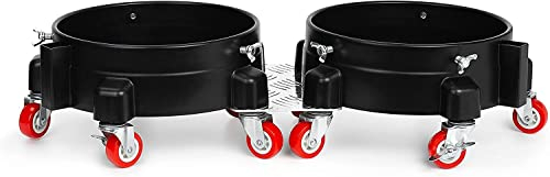 BenBow - Rollwagen für 2 Eimer - 2X 27cm Durchmesser - UV- und wetterbeständig, 360° Schwenkrollen mit Bremse - Ideal für Autowäsche - Pflanzentransport - perfekt für die Arbeit