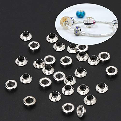 30Pcs Silber überzogene Glatte Perlen Cap große Loch Perlen für die Schmuckherstellung
