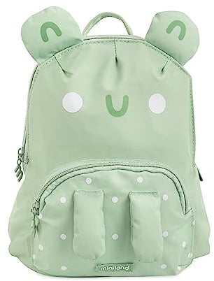 Miniland Mochila Escolar Infantil, Diseño Personalizado Divertida Rana, Mochila Bebe, Mochila Pequeña, Colegio, Vuelta al Cole, Interior Nevera, Capacidad 4,5 litros, Verde | Ecothermibag Froggy
