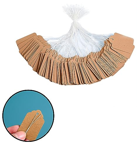SWYSGS 200Stk Geschenkanhänger Kraftpapier Anhänger Etiketten Tags Anhänger Etiketten mit Jute-Schnur für Handmade,Hochzeit Geschenk Weihnachten -Braun