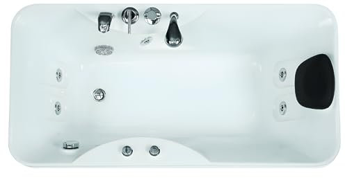 Vente-unique-Baignoire balnéo blanche - 1 place - 140L - 150 x 75 x 54,5 cm - Angle gauche - GAVINO