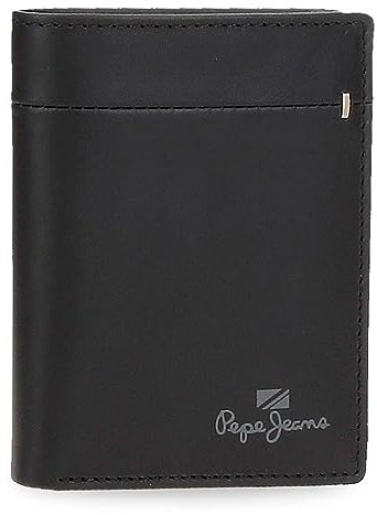 Pepe Jeans Staple Portefeuille Vertical avec Porte-Monnaie Noir 8,5 x 10,5 x 1 cm Cuir, Noir, Talla única, Portefeuille Vertical avec Porte-Monnaie