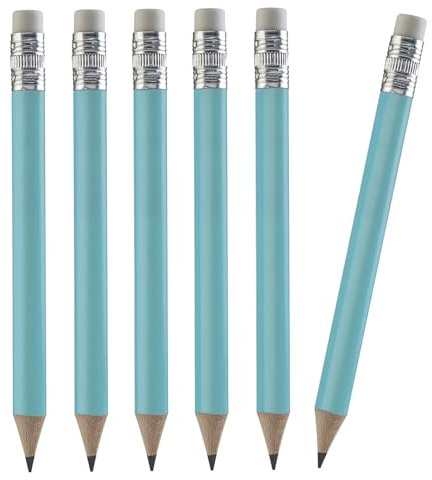TH Golf Golf-Bleistifte, 100 Stück, 10,2 cm, Mini-Bleistifte mit Radiergummi, geschärft, Holz, Mini-Rundstifte für Schulen, Hochzeit, Kleinkinder, mehrere Farben (Hellblau)