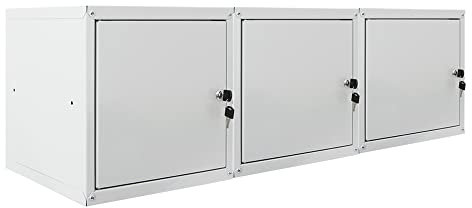 PROREGAL Mega Deal 3X Schließfachwürfel Cubic HxBxT 35x35x35cm Grau Schließfachschrank Metallspind Wertfachschrank Umkleideschrank 3 Fächer