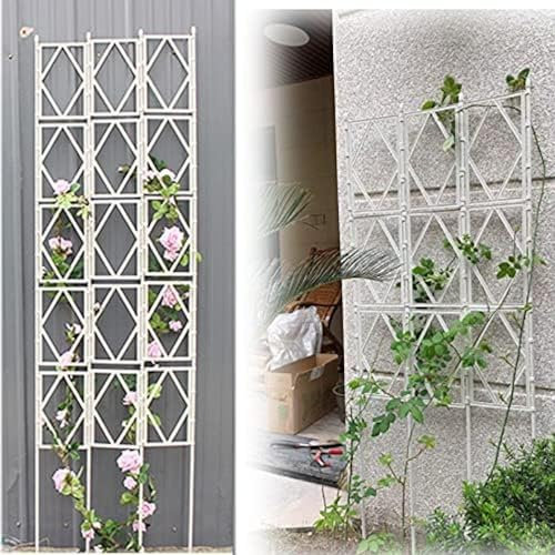 Garden Trellis Extender, Wall Frame Large Tall Trellis, Multifunctional Foldable Plant Support, For Climbing Plants, Cucumber And Vegetables,White,220cm(87in),HaoAMZ