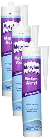 Metylan Maler-Acryl Wand & Decke, für innen und außen, weiß, überstreicbar; 1x300ml (Packung mit 3)