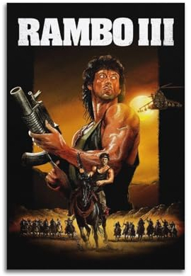 DATOZA Rambo 3 Movie Poster Dekorative Malerei Leinwand Wandkunst Wohnzimmer Poster Schlafzimmer Malerei,Wandkunst Bilddruck Moderne Familienzimmer Dekor 12x18inch(30x45cm)