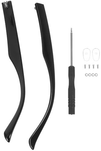 Healeved Metal Glasses Replacement Temple - 1 Pair Eyeglass Arms Legs Replacement, Spectacle Repair Kit for Glasses Sunglasses Myopia Glasses Replacement(Black)