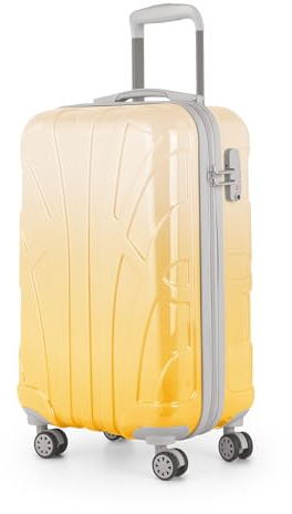 suitline - Handgepäck Hartschalen-Koffer Koffer Trolley Rollkoffer Reisekoffer, TSA, 55 cm, ca. 34 Liter, PC glänzend, Gradient Design Verlauf, Safari Sunrise