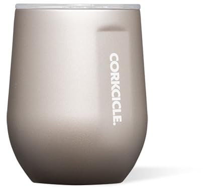 Corkcicle Pure Taste Stemless Insulated Wine Glass Tumbler - Keeps Beverages Cold 6 Hours & Hot 3 Hours - Stainless Steel - Easy-Grip - Summer Drinkware Gift - 12 oz - Latte/Oat Milk