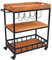 Dehner Servierwagen Liverpool, rollbar, 3-stöckig, mit Flaschenhalterung, 84 x 67 x 40 cm, Aluminium/FSC®-zertifiziertes Akazienholz, schwarz/braun