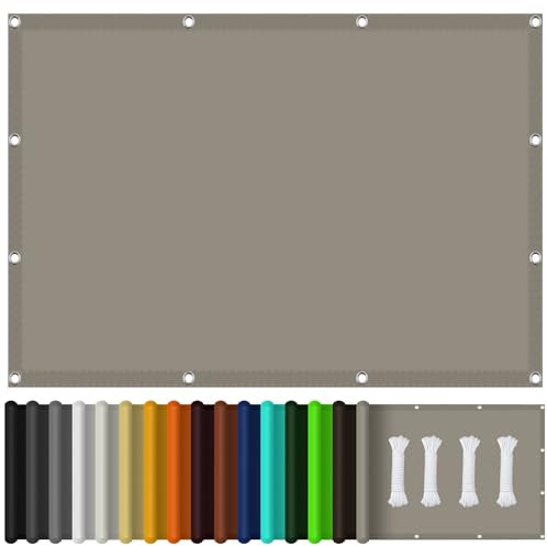 Toldo Vela Rectángulo 1.5 x 2 m Impermeable, Lona De Sombra De Sol Tela Oxford Resistente para Exteriores Terraza, Gris Pardo