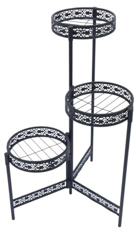 ClearFragrans 3 Regale Metall Blumenregal Blumentreppe Modern Blumentopfständer, Wetterfeste und robuste Pflanzenständer, Blumentopfhalter Blumenhocker Pflanztopf Deko 22x22x70 cm Schwarz