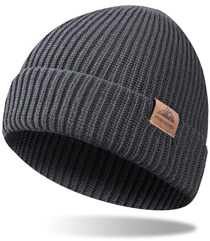 FORVEVO Mütze Herren Winter, Warme Wintermütze Damen,Weiche Unisex Beanie, Thermo Dehnbare Strickmütze für Outdoor Laufen Skifahren(Grau)