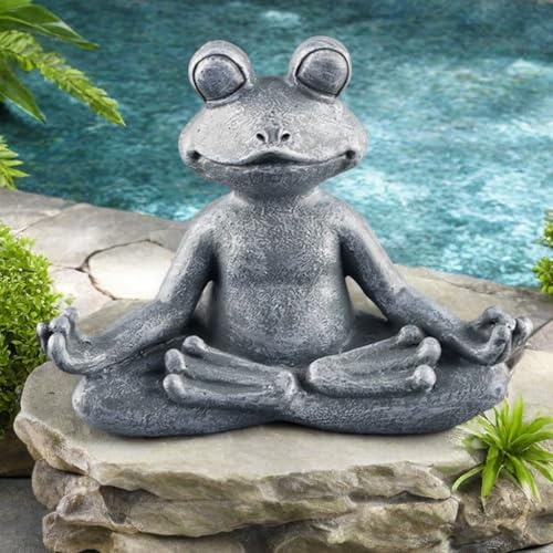 Pujipu Meditierender Frosch Statue Buddha, Zen Frosch, Zen Garten Frosch Figuren für Haus und Garten Dekor, Frosch Dekorationen Geschenkideen für Schreibtisch Büro Schlafzimmer Outdoor Hof Rasen