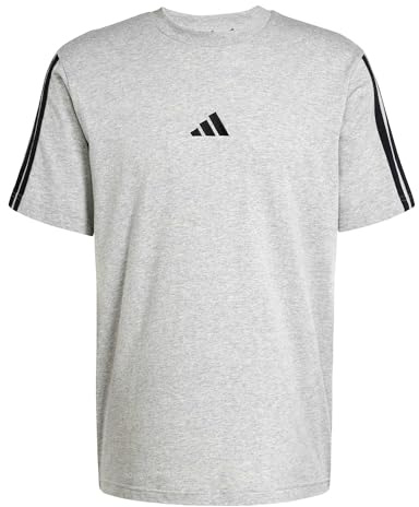 adidas Men's Essentials Three Stripes Single Jersey Tee, Medium Grey Heather/Black, 3XL