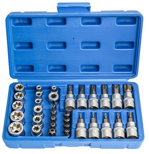 34pcs Torx Bit Socket Set Torx Bit Set Female E Torx Sockets Set Handheld Tool Socket Set Star Sockets Torx Bits for Hex Bit Sockets Star Sockets Security Bit