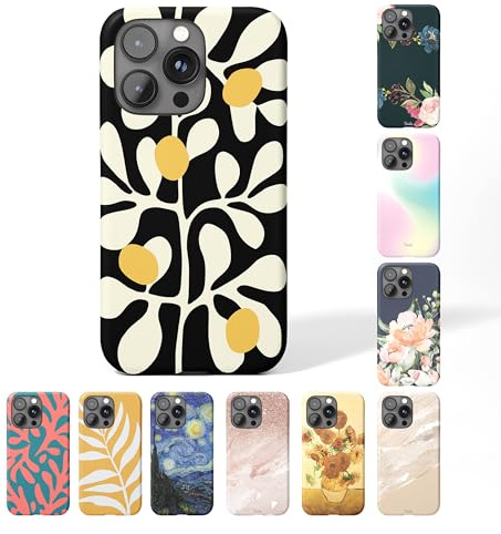 Tirita Personalised Phone Case for iPhone X & Xs – Hard Case or Cover With Custom Name or Initials – Cute Personalised Gift for Women or Girls [05. Matisse Floral Black and White]
