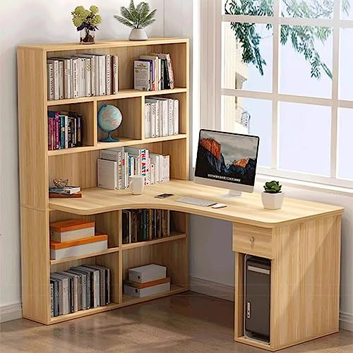L-förmiger Schreibtisch mit Aufsatz und Schublade, 47 Zoll wendbarer Home-Office-Schreibtisch, moderner Eckschreibtisch aus Holz, Computertisch mit Ablageflächen, Schreib- und Arbeitstisch für Home-Of