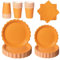 PYAILI Anniversaire Vaisselle de fete 96 Pièces Orange Party Assiettes en Papier Set Assiettes de Fête Papier Tasses Serviettesr, pour Barbecue les Fêtes les Pique-niques -24 Invités