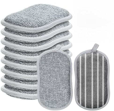 Washing up Sponges 10 Pack Durable Double-Side Washing Up Sponge, Non-Scratch & Eco Friendly Kitchen Bathroom Cleaning Sponges for Dishes Cutlery & Multi Surface Pads Cleaners
