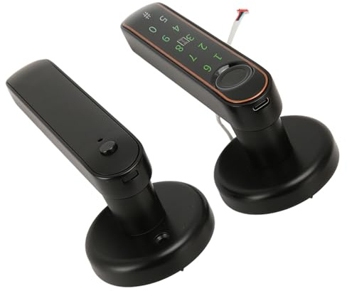 Cryfokt Smart Entry Lock 5 in 1 Intelligentes Elektronisches Schloss mit Griff für Mehrfamilienhäuser, Unterstützt Fingerabdruck-Passwort-Schlüssel-IC-Karte, APP-Steuerung, Zinklegierungsmaterial