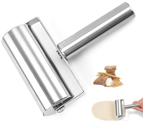 Edelstahl Teigroller Nudelholz, Anti-Rost Nudelholz Teigroller, Kuchenblechroller Nudelrolle Teigroller für Backblech Nudelrolle Backrolle Edelstahl für Pasta Cookies Pizza und Teig (C)